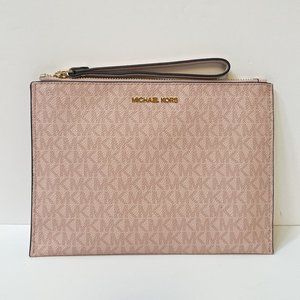 Michael Kors Jet Set Travel XL Clutch Wristlet Wallet MK Dark Powder Blush